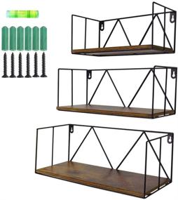 img 4 attached to 🛠️ Black Metal Floating Wall Shelves: Stylish Rustic Storage Set for Bedroom, Kitchen, Bathroom & Living Room