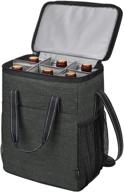 🍷 insulated 6-bottle wine carrier cooler tote bag with handle and adjustable shoulder strap - perfect wine lover gift for travel or picnic, black логотип