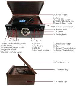 img 3 attached to 🎶 Versatile Vintage Vinyl Player with FM Radio, Bluetooth Speaker, and Multiple Playback Options