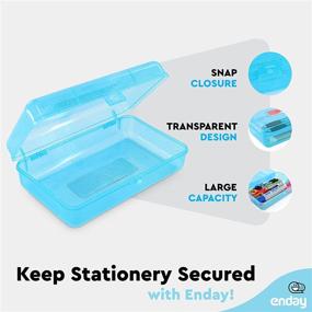 img 2 attached to 🎒 Enday Plastic Pencil Box with Snap Closure Lids Blue - Small Utility Storage Case Organizer for School and Office Supplies - Available in Various Colors, 1 Pc