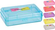 🎒 enday plastic pencil box with snap closure lids blue - small utility storage case organizer for school and office supplies - available in various colors, 1 pc логотип