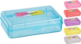 img 4 attached to 🎒 Enday Plastic Pencil Box with Snap Closure Lids Blue - Small Utility Storage Case Organizer for School and Office Supplies - Available in Various Colors, 1 Pc