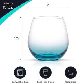 img 3 attached to 🍷 JoyJolt HUE Stemless Wine Glass Set - 6-Piece Large 15 oz Tumblers for Red, White Wine & Water