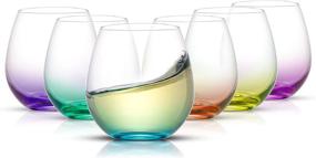 img 4 attached to 🍷 JoyJolt HUE Stemless Wine Glass Set - 6-Piece Large 15 oz Tumblers for Red, White Wine & Water