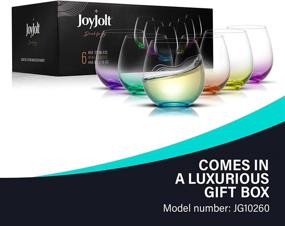 img 1 attached to 🍷 JoyJolt HUE Stemless Wine Glass Set - 6-Piece Large 15 oz Tumblers for Red, White Wine & Water