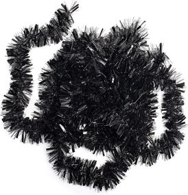 img 1 attached to Shimmering Black Metallic Tinsel Twist Garland – 4 inches Wide x 25 ft Long: Perfect Decoration for Festive Occasions