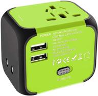 🌍 jmfone international travel adapter: 2 usb universal power plug for 200 countries (green) logo