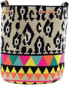 img 2 attached to 👜 Подлинные яркие сумки Wayuu Mochila: ручная работа, связанные крючком, бохо-сумки из Колумбии