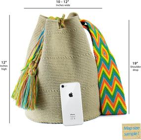 img 1 attached to 👜 Подлинные яркие сумки Wayuu Mochila: ручная работа, связанные крючком, бохо-сумки из Колумбии