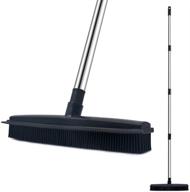 🐾 landhope pet hair rubber broom: indoor sweeper with squeegee edge & 51 inch adjustable handle for effective non-scratch cleaning - ideal for pet cat dog hair, carpet, kitchen, garden, window cleaning (black) logo