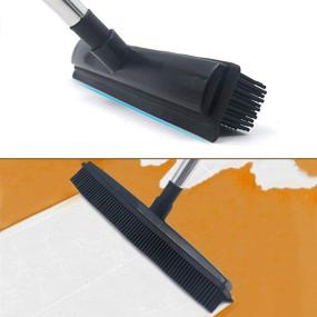 img 1 attached to 🐾 LandHope Pet Hair Rubber Broom: Indoor Sweeper with Squeegee Edge & 51 inch Adjustable Handle for Effective Non-Scratch Cleaning - Ideal for Pet Cat Dog Hair, Carpet, Kitchen, Garden, Window Cleaning (Black)