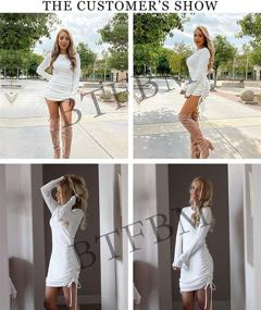 img 2 attached to 👗 Stretchy Bodycon Drawstring Dresses for Women - BTFBM Clothing