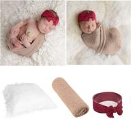 📸 white gardenia newborn photography props - 3 piece set: diy faux fur nursery swaddling blankets, toddler wraps, and headband logo