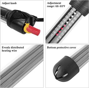 img 2 attached to HITOP Adjustable Aquarium Heater - 50W, 100W, 300W - Submersible Fish Tank Heater with Suction Cups & Thermometer Sticker - For Fish Tanks up to 60 Gallons