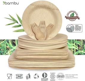 img 2 attached to 🍽️ Bambu Disposable Bamboo Plates: Eco-friendly 11 Inch Square Plates for Events, Parties, Weddings, Picnics and More - Pack of 25