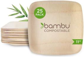 img 3 attached to 🍽️ Bambu Disposable Bamboo Plates: Eco-friendly 11 Inch Square Plates for Events, Parties, Weddings, Picnics and More - Pack of 25