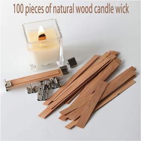 img 1 attached to 🕯️ Wood Candle Wicks: 100 Pcs Natural Smokeless Wooden Wick with Iron Stand for DIY Candle Making Craft (5.1x0.51inch)