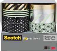 🎨 scotch expressions washi tape multi pack, 8 rolls per pack, mint, black with metallic dots and stripes collection (c1017-8-p1) logo