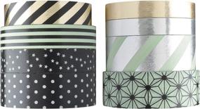 img 1 attached to 🎨 Scotch Expressions Washi Tape Multi Pack, 8 rolls per pack, Mint, Black with Metallic Dots and Stripes Collection (C1017-8-P1)