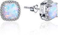 sterling silver 4 prong round birthstone and created white opal halo stud earrings for women/girls - enhance your seo! logo