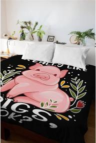 img 3 attached to 🐷 Nichiren Pig Lover's Dream: Super Soft Flannel Blanket, Lightweight Plush Microfiber for All Seasons 50"x40" - Perfect Sofa/Bed TV Blanket for Kids!