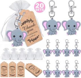 img 4 attached to 🐘 20 Sets of MOVINPE Pink Elephant Keychain Baby Shower Party Favors with Organza Bags and Thank You Kraft Tags - Ideal Girls Kids Birthday Party Supplies and Elephant Theme Party Return Gifts for Guests
