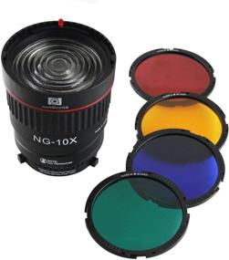 img 4 attached to 🔍 EXMAX NG-10X Fresnel Lens Focusing Adapter for Godox SL-60W Bowens Mount Studio Light Flash LED – Spot S-Mount Attachment, 10-40° Focus Lens with 5X Brightness & 4 Color Gel Filters