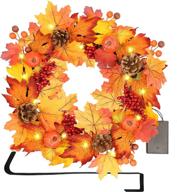 🍁 sand mine fall door wreath: 17-inch thanksgiving harvest decoration with maple leaf, berry, pinecone & pumpkins - ideal for autumn decoration логотип