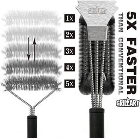 img 1 attached to 🔥 GRILLART 18" Stainless Steel Grill Brush - Best BBQ Grill Cleaning Brush with Scraper, 3 in 1 Bristles, Safe Woven Wire Design