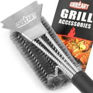 🔥 grillart 18" stainless steel grill brush - best bbq grill cleaning brush with scraper, 3 in 1 bristles, safe woven wire design logo