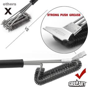 img 3 attached to 🔥 GRILLART 18" Stainless Steel Grill Brush - Best BBQ Grill Cleaning Brush with Scraper, 3 in 1 Bristles, Safe Woven Wire Design