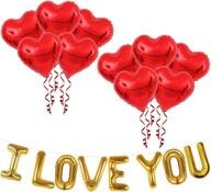 🎈 i love you balloons decoration kit: romantic décor special night - large pack of 11, heart balloons for valentines day, red anniversary decorations, and heart-shaped balloons for her logo