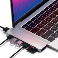 🔌 satechi aluminum type-c pro hub adapter - thunderbolt 3 (40gbs), 4k hdmi, pass-through charging, sd/micro card reader, 2 usb 3.0 ports for macbook pro 13-inch and 15-inch (2016/2017), silver логотип