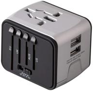 🔌 silver universal travel adapter with dual usb ports - 2.4a, all-in-one plug for uk, us, au, europe & asia, compatible in 150+ countries - ideal usb power adapter for iphone, android, and all devices logo
