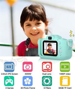 img 3 attached to 🎥 Kids Camera for Boys Age 3-9: 1080P HD Digital Dual Camera, 20MP Video Camcorder, Birthday Gift Boy Toys, 32GB SD Card, Puzzle Games - Light Green