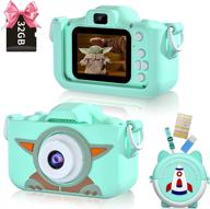 🎥 kids camera for boys age 3-9: 1080p hd digital dual camera, 20mp video camcorder, birthday gift boy toys, 32gb sd card, puzzle games - light green logo