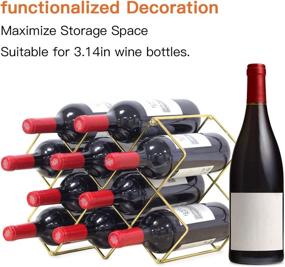 img 1 attached to 🍷 Yimerlen Geometric Gold Metal Tabletop Wine Rack - Holds 10 Bottles - Countertop Wine Holder