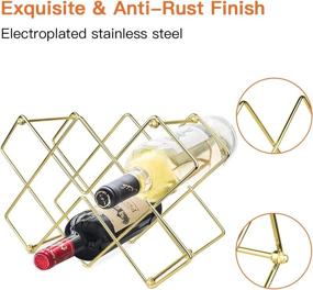 img 3 attached to 🍷 Yimerlen Geometric Gold Metal Tabletop Wine Rack - Holds 10 Bottles - Countertop Wine Holder