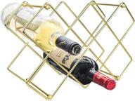 🍷 yimerlen geometric gold metal tabletop wine rack - holds 10 bottles - countertop wine holder логотип