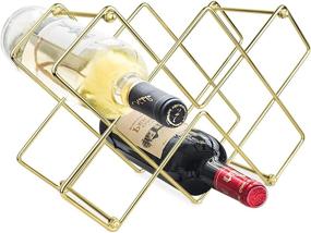 img 4 attached to 🍷 Yimerlen Geometric Gold Metal Tabletop Wine Rack - Holds 10 Bottles - Countertop Wine Holder