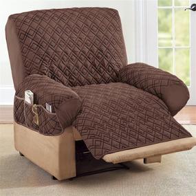 img 3 attached to 💎 Diamond-Shape Quilted Stretch Recliner Cover with Storage Pockets - Chocolate, Furniture Protector for Recliner - Collections Etc