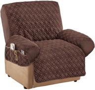 💎 diamond-shape quilted stretch recliner cover with storage pockets - chocolate, furniture protector for recliner - collections etc logo