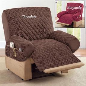 img 2 attached to 💎 Diamond-Shape Quilted Stretch Recliner Cover with Storage Pockets - Chocolate, Furniture Protector for Recliner - Collections Etc