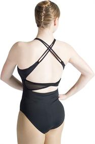 img 2 attached to High-Quality Women's Ballet Dance Leotard | Breathable 🩰 Mesh, Sheer Neck, Cross Back | Cotton & Spandex Blend