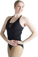 high-quality women's ballet dance leotard | breathable 🩰 mesh, sheer neck, cross back | cotton & spandex blend логотип