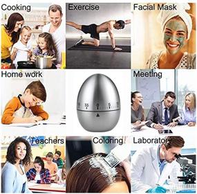 img 2 attached to 🥚 Silver Egg Timer Clock - Kitchen Cooking Reminder with 60 Minutes, Mechanical Rotating Alarm - Cute Egg Shape Design