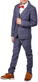 img 4 attached to Stylish Boys Plaid Jacket and Pants 👔 Set for Suits & Sport Coats: High-Quality Boys' Clothing
