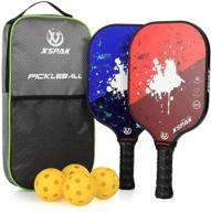 🎾 xs xspak pickleball paddles set: lightweight set of 2 paddles with bag & 4 indoor balls for men and women - carbon face, polymer honeycomb core логотип