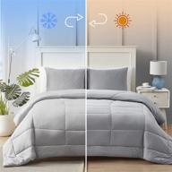 hansleep twin size cooling comforter set 68x90: stay cool and comfy all night long with 🌬️ reversible summer comforter for hot sleepers, perfect for night sweats - includes 1 cooling pillow case in grey logo