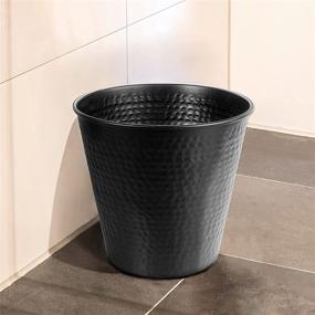 img 1 attached to 🗑️ Monarch Abode Hammered Matte Black Metal Waste Basket Trash Bin